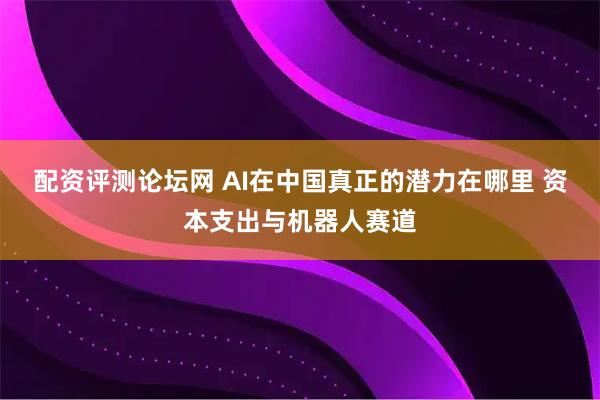 配资评测论坛网 AI在中国真正的潜力在哪里 资本支出与机器人赛道